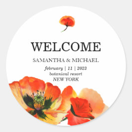 クラシックな赤いポピー花のウェディング ラウンドシール
