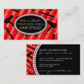 クラシックな赤い及び黒髪のサロン用具 名刺 (正面/裏面)