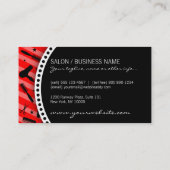 クラシックな赤い及び黒髪のサロン用具 名刺 (裏面)