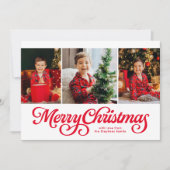 クラシックな赤い文字のクリスマスカード 3枚の写真 シーズンカード (正面)