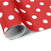 クラシックな赤と白の水玉模様の休日 ラッピングペーパー (ロールコーナー)