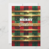 クラシックな赤と緑のチェック柄にゴールドの輝きのストライプ シーズンカード (正面)