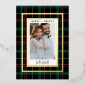 クラシックな赤と緑のチェック柄 1枚 実写 箔シーズンカード (正面)