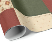 クラシックな赤と緑のパッチワークキルト包装紙 - ルーラルファームハウス フラワープリント ラッピングペーパー (ロールコーナー)