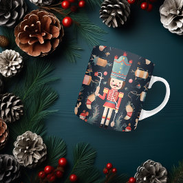 クラシックな赤と青のカラフルなクリスマス ナッツクラッカー コーヒーマグカップ