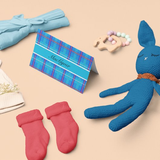 クラシックな赤と青のスコットランド風タータン、カスタム カード