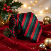 クラシックな赤黒緑のストライプ ネクタイ