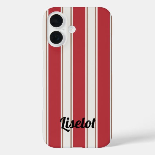 クラシックな赤、白、モカのマウスストライプ Case-Mate iPhoneケース (裏面)