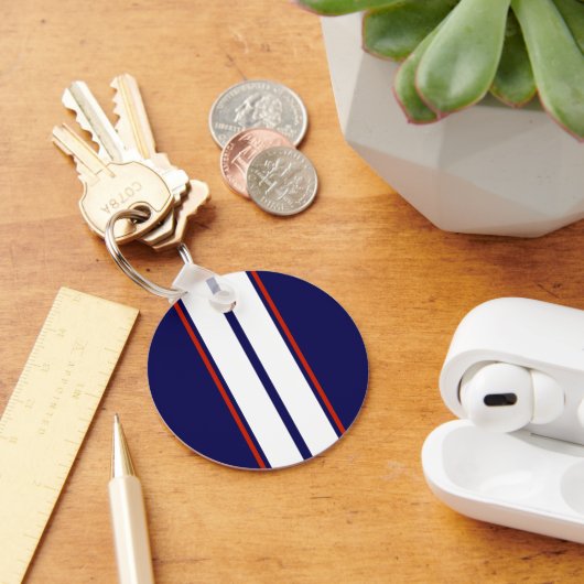 クラシックな赤、白、青のレーシングストライプ キーホルダー (デスク)
