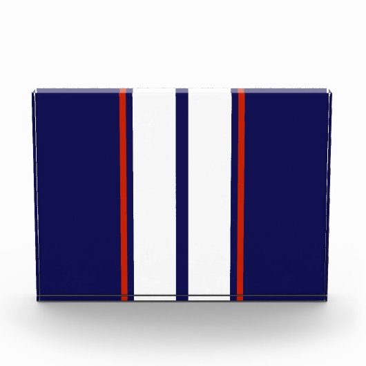 クラシックな赤、白、青のレーシングストライプ フォトブロック (正面)