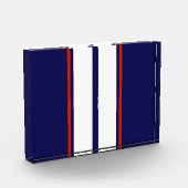 クラシックな赤、白、青のレーシングストライプ フォトブロック (左)