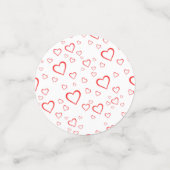 クラシックな赤、黒、白のハートの愛 コンフェッティ (スモール正面)