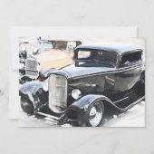 クラシックな車の誕生日 招待状 (正面)