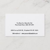 クラシックな車クラブのためのメンバーカード 名刺 (裏面)