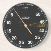 クラシックな車revのカウンター、ヴィンテージの回転速度計のゲージ コースター (正面)