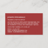 クラシックな配管工, 配管工, 配管 名刺 (裏面)