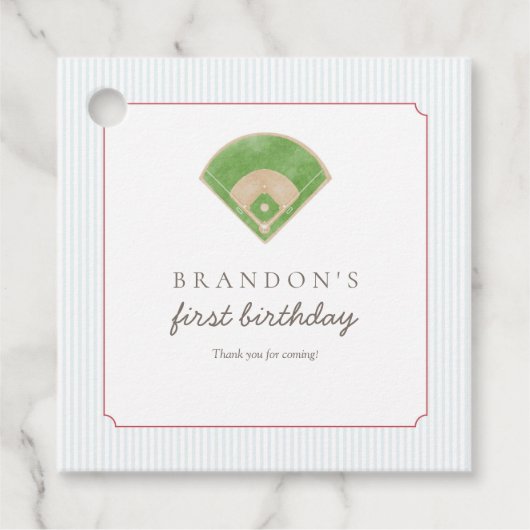 クラシックな野球のルーキー1歳の誕生日 フェイバータグ (正面)