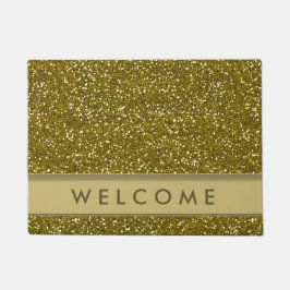 クラシックな金ゴールドのグリッターの一見の歓迎 ドアマット