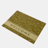 クラシックな金ゴールドのグリッターの一見の歓迎 ドアマット (アングル)