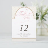 クラシックな金ゴールドのストライプなテーブル数 招待状 (スタンド正面)