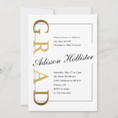 クラシックな金ゴールドの卒業生の写真の卒業パーティー 招待状 (正面)