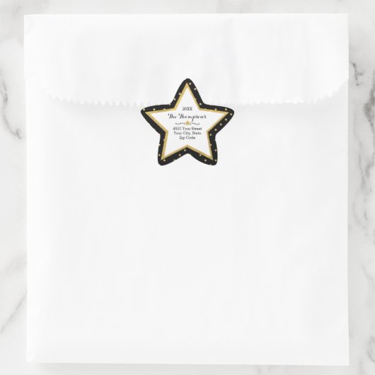 クラシックな金ゴールドの星カスタムな色の休日の住所 星シール (バッグ)