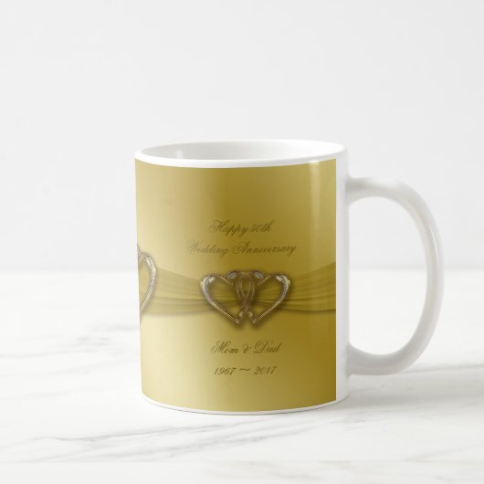 クラシックな金第50結婚記念日のコーヒー・マグ コーヒーマグカップ (右)