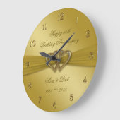 クラシックな金第50結婚記念日の柱時計 ラージ壁時計 (傾斜)