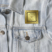 クラシックな金結婚記念日の正方形ボタン 缶バッジ (インサイチュ)