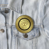 クラシックな金結婚記念日円形ボタン 缶バッジ (インサイチュ)