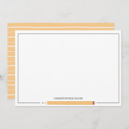 クラシックな鉛筆のフレームの文房具セット 学習時 ノートカード