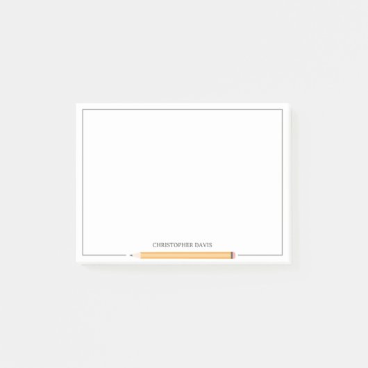 クラシックな鉛筆のフレームの文房具 学習時 ポストイット (正面)