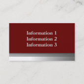 クラシックな銀および赤い名刺 名刺 (裏面)