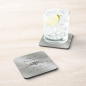 クラシックな銀の第25結婚記念日のコースター コースター (右側)