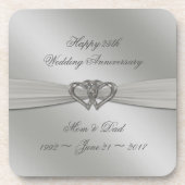 クラシックな銀の第25結婚記念日のコースター コースター (正面)