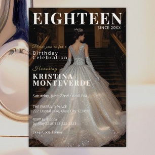クラシックな雑誌風の18歳の誕生日 招待状