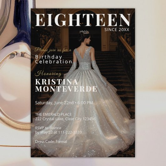 クラシックな雑誌風の18歳の誕生日 招待状