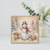クラシックな雪だるまのクリスマスカード シーズンカード (スタンド正面)