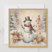 クラシックな雪だるまのクリスマスカード シーズンカード (正面)