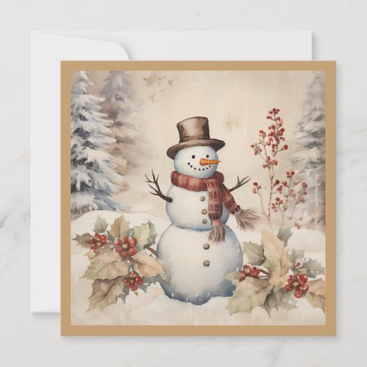 クラシックな雪だるまのクリスマスカード シーズンカード (正面)