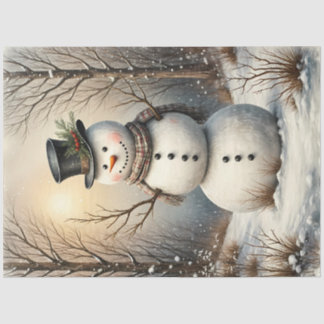 クラシックな雪だるまの冬|ヴィンテージのクリスマス 薄葉紙