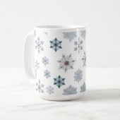クラシックな雪の結晶のシルエット柄 クリスマス コーヒーマグカップ (正面左)