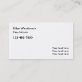 クラシックな電気技師縦型名刺 名刺 (裏面)