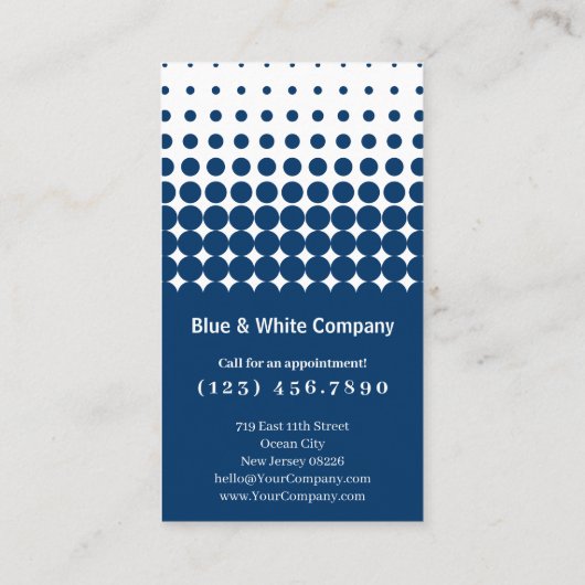 クラシックな青と白のサンキューパンチ ロイヤリティカード (裏面)