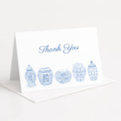 クラシックな青と白のジンジャージャー 南部スタイル サンキューカード