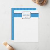 クラシックな青のストライプが文房具のデスクから ノートカード (正面/裏面インサイチュ)