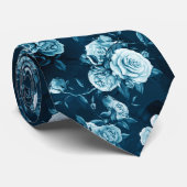 クラシックな青のバラパターン ネクタイ (ロール)