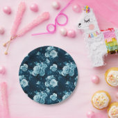 クラシックな青のバラパターン ペーパープレート (パーティー)