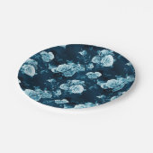 クラシックな青のバラパターン ペーパープレート (アングル)