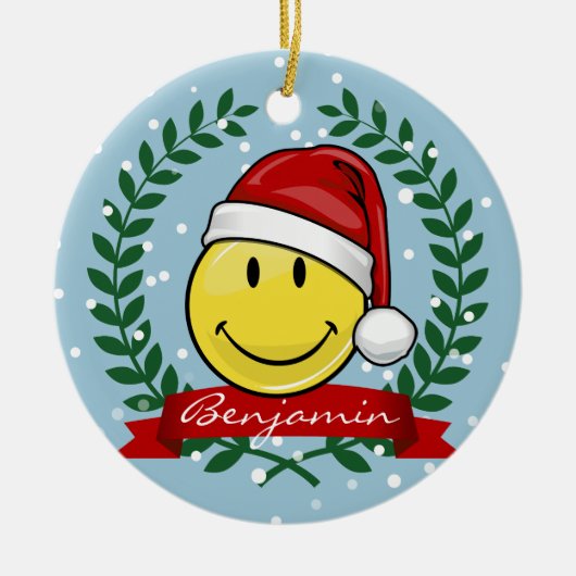 クラシックな顔の休日のスタイル セラミックオーナメント (正面)